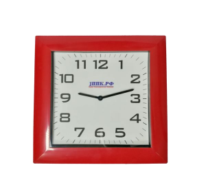 Часы пластиковые (заготовка) под полиграфическую вставку красные квадратные